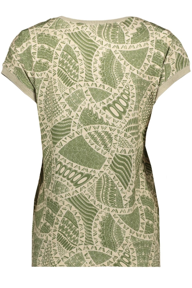 SARAH T SHIRT MET GRAFISCH PATROON 32403 60 HERBAL GREEN/SAND